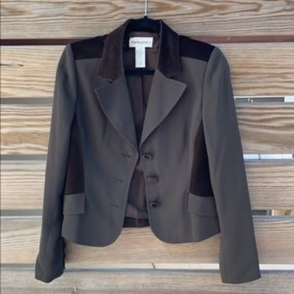 Bloomingdale's Brown Blazer with Black Accents